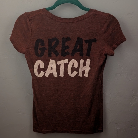 MLB Tops - 🌙 Red Sox Great Catch Women's Maroon V-Neck Tee